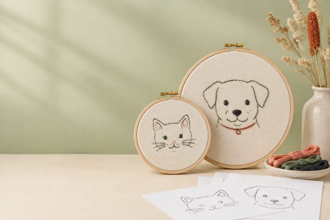 Peças bordadas com riscos do acervo